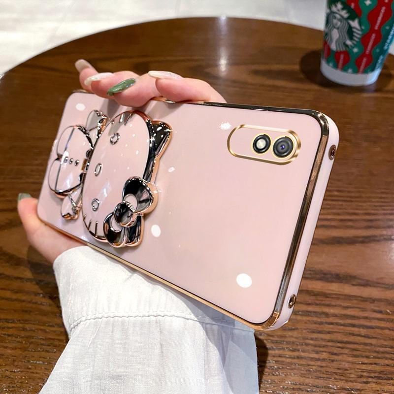 适用于红米9A手机壳小米redmi9A的保护硅胶套M2006C3LC全包防摔软壳送钢化膜a9创意可爱女新款带镜子支架卡通