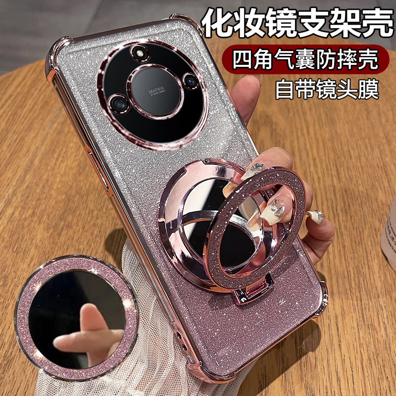 适用华为荣耀X40手机壳RMO一AN00保护硅胶套honorx带镜头膜全包防摔透明软女honor新款高级感支架镜子曲面屏