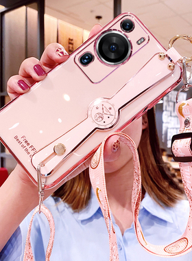 适用华为p60手机壳P60pro腕带保护硅胶套MNA一AL00斜挎挂绳LNA全包p6o防摔por软壳pr0背带p6opro女潮ALOO网红