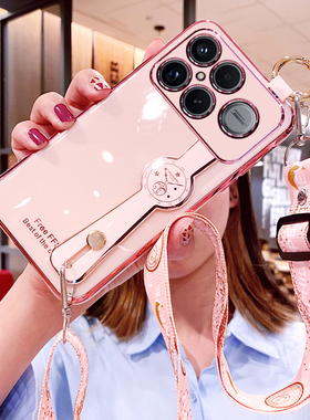 适用小米pocof8ultra手机壳f8pro腕带保护硅胶套f8u斜挎挂绳por全包防摔5g软女poco海外国际版可背带新款妈妈