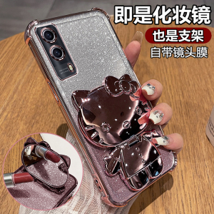 适用vivoy53s手机壳vivo保护y53s硅胶套t2版全包V2111A气囊防摔voy透明软壳voviy女t1带支架镜子st1新款st2丫