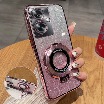 OPPOA1s闪粉透明带支架保护套