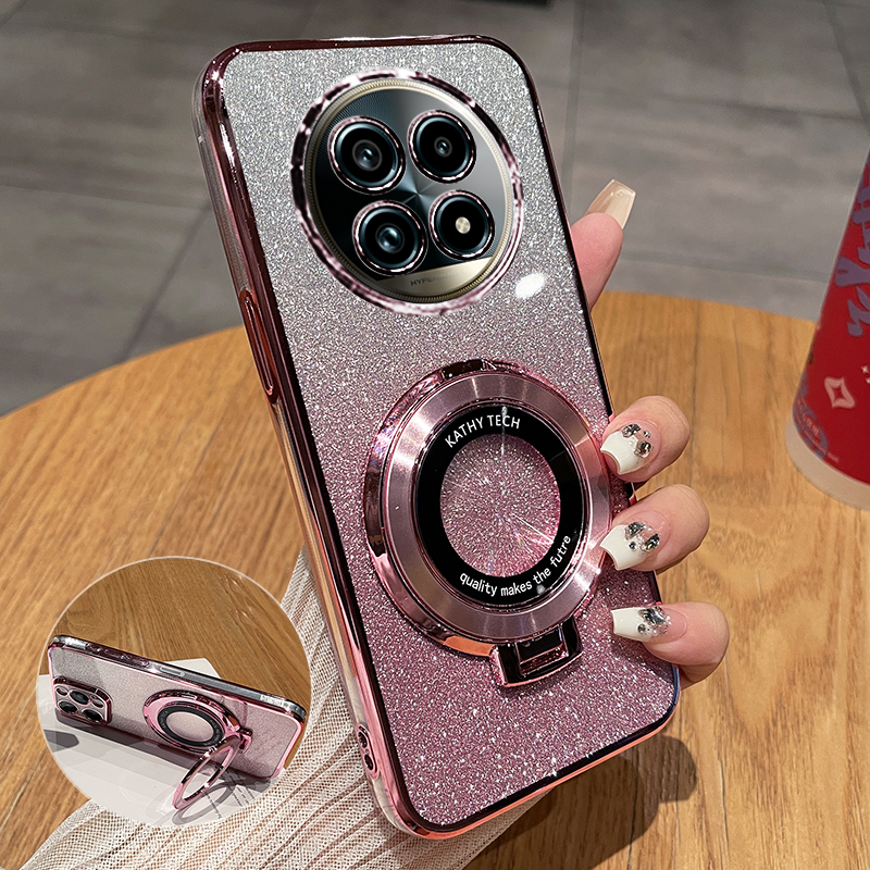 适用真我13pro十闪粉支架保护套