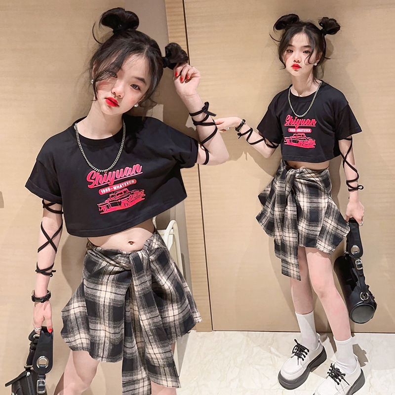 3D FASHION夏季儿童女孩爵士舞服套装舞蹈潮装少儿女童嘻哈街舞衣