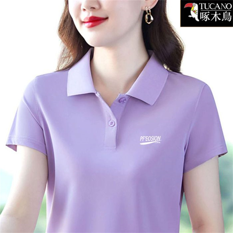 啄木鸟正品时尚气质翻领短袖上衣