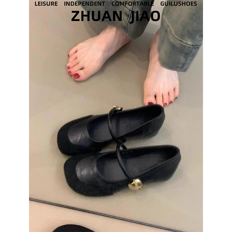 羊皮版~复古奶奶鞋女一字带圆头真皮玛丽珍鞋百搭内增高晚风单鞋