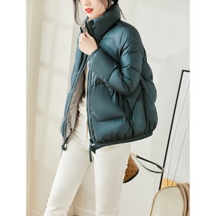 日系2025冬季新款95白鹅绒立领羽绒服女短款加厚保暖面包服外套