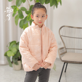 立领棉衣外套女童55206 简约提花羽绒棉面包服厚款 知了童装 新中式