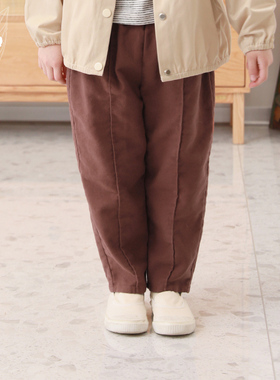 知了童装 秋季厚款磨毛九分裤儿童工装裤女童休闲长裤全棉51541