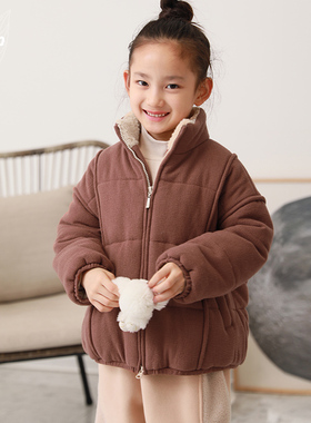 知了童装 冬装新品儿童棉衣加厚立领棉外套男女童面包服53106