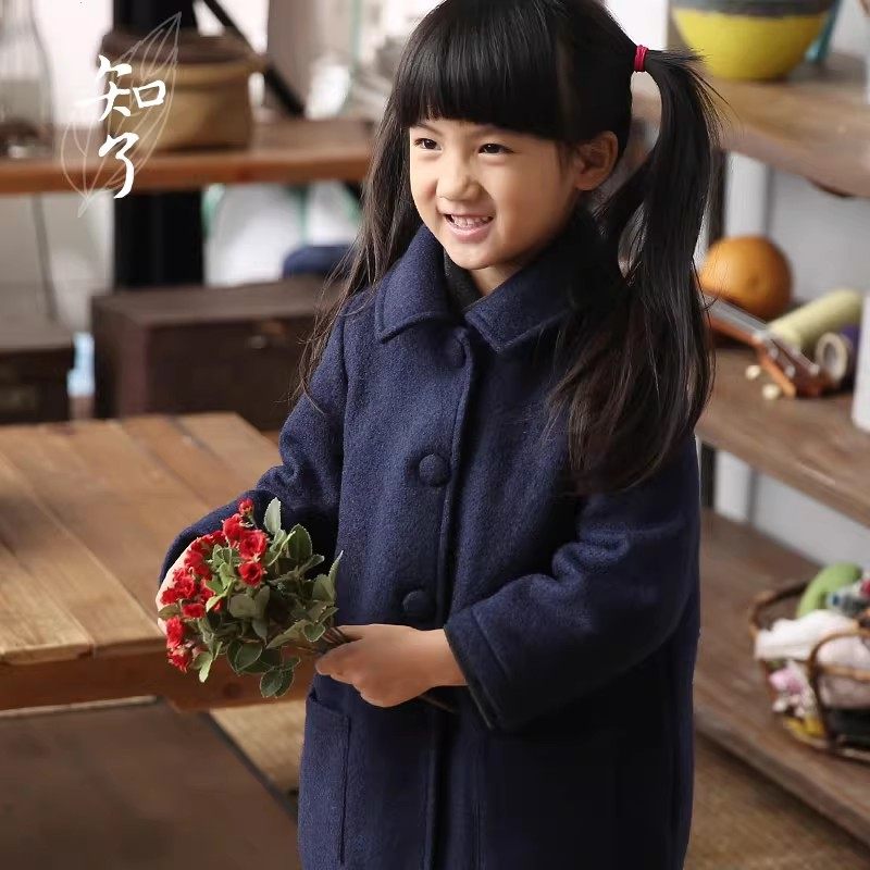 知了童装 秋冬装女童韩版宽松加厚36.1%羊毛呢子大衣外套K1367,童装/婴儿装/亲子装,呢大衣,淘宝优惠券,粉丝福利购,淘宝优惠卷