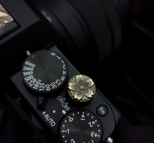 黄铜复古樱花相机快门按钮按钮适用富士索尼佳能尼康徕卡按键帽