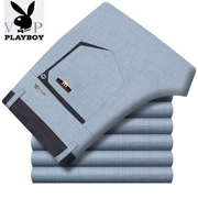 Playboy quần nam quần lụa trung niên mùa xuân và mùa hè ống thẳng miễn phí hot cao eo loose casual phù hợp với quần quần vải ống rộng nam