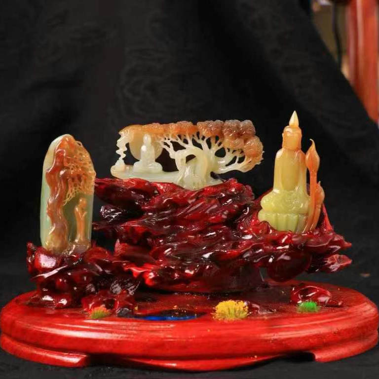 天然和田玉擺件參禪悟道