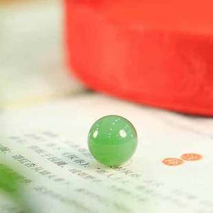 老料碧玉猫眼圆珠散珠老型珠转运珠菠菜绿手工精雕手串配珠文玩