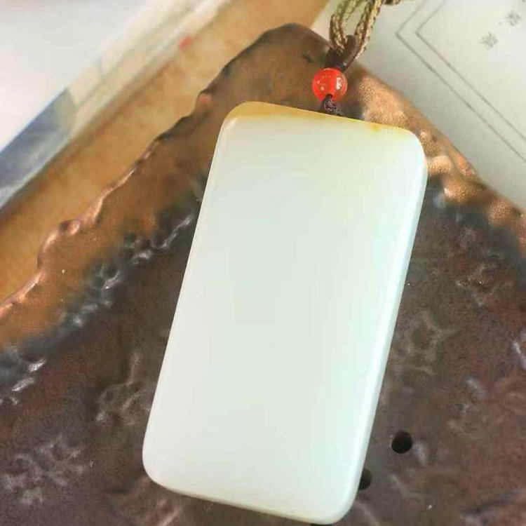 天然和田玉平安无事牌吊坠男女款玉石挂件项链玉坠玉佩毛衣链挂件