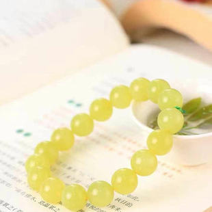 天然新疆和田玉若羌黄玉鸡油黄口料手链老料男女款玉石手串