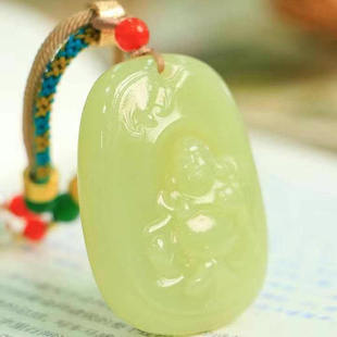 新疆和田玉黄口料观音笑佛吊坠佛公吊挂件弥勒佛男女玉坠收藏礼品