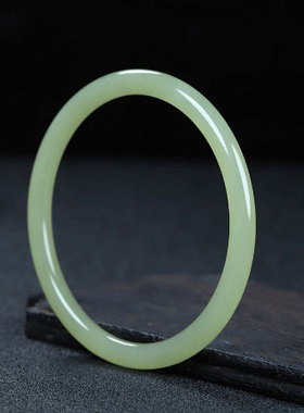 2026新款和田玉手镯女款晴水绿玉镯子细圆条叮当镯少女玉镯子年轻