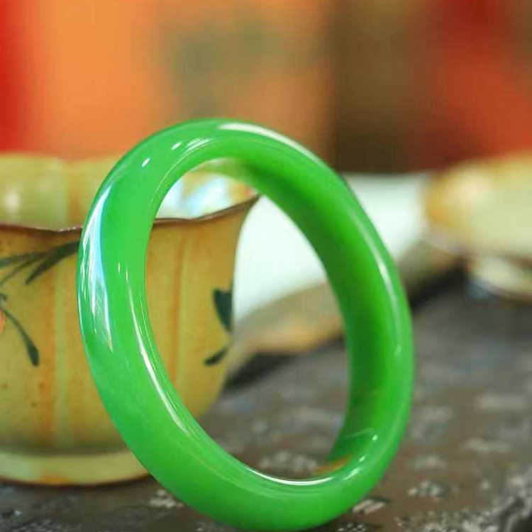 新疆和田玉老坑碧玉手镯收藏老料手镯男女手饰收藏天然玉石