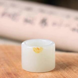 天然和田玉籽料扳指男士大拇指戒指新疆玉石指环戒圈带皮白