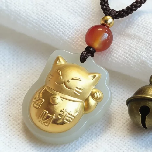 【和田玉吊坠】纯天然和田玉吊坠招财猫吊坠规格20x18mm男女款