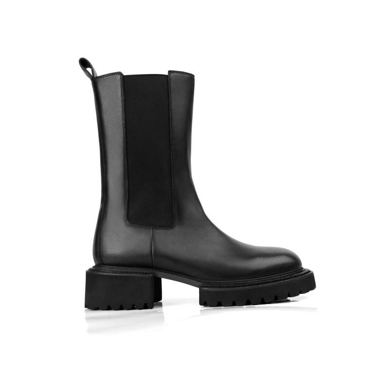 INJOYLIFE厚底切尔西靴女鞋头层牛皮靴子英伦圆头长靴机车烟筒靴,女鞋,切尔西靴,淘宝优惠券,粉丝福利购,淘宝优惠卷