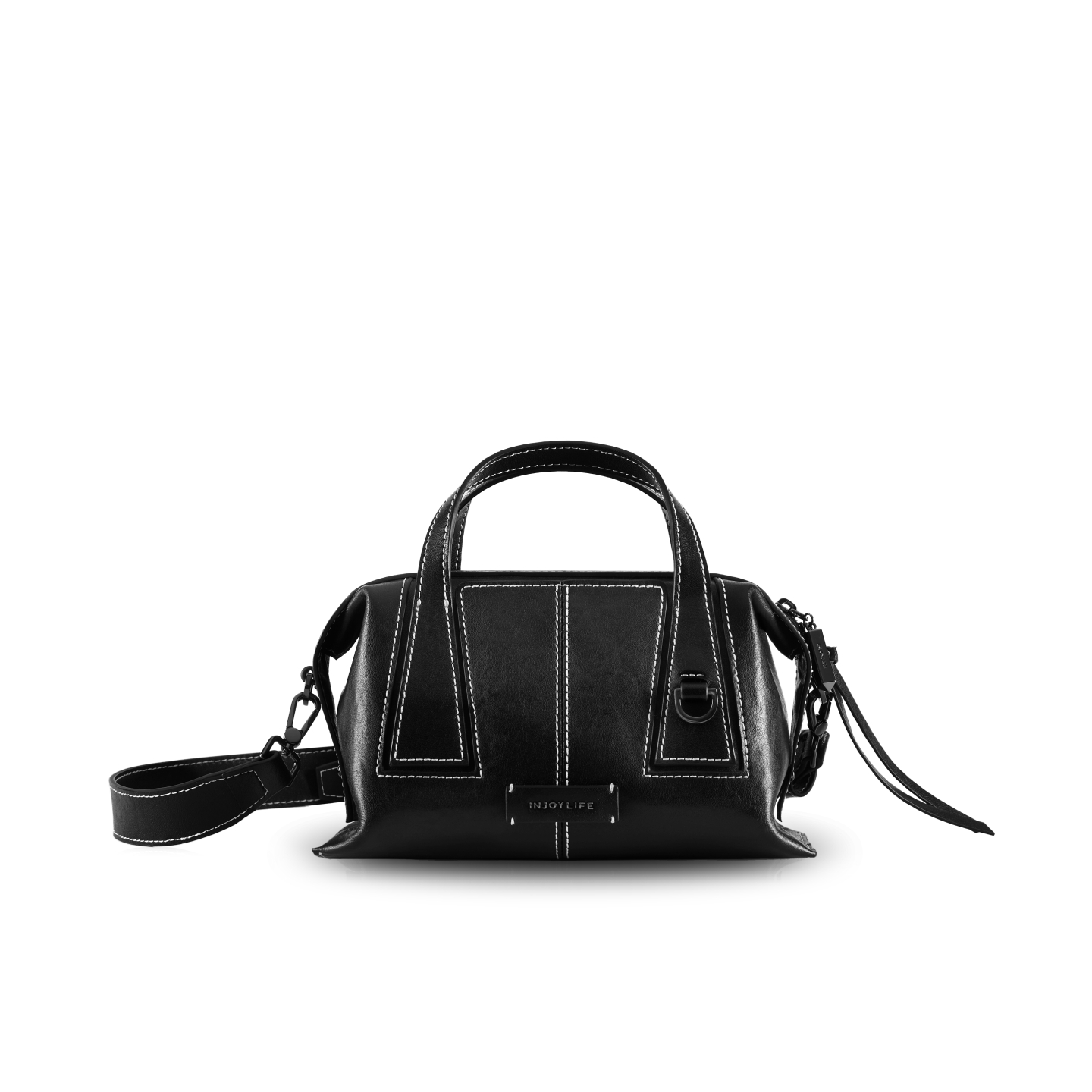 INJOYLIFE方耳波士顿包S号撞线高级感日常通勤休闲手提单肩斜挎包