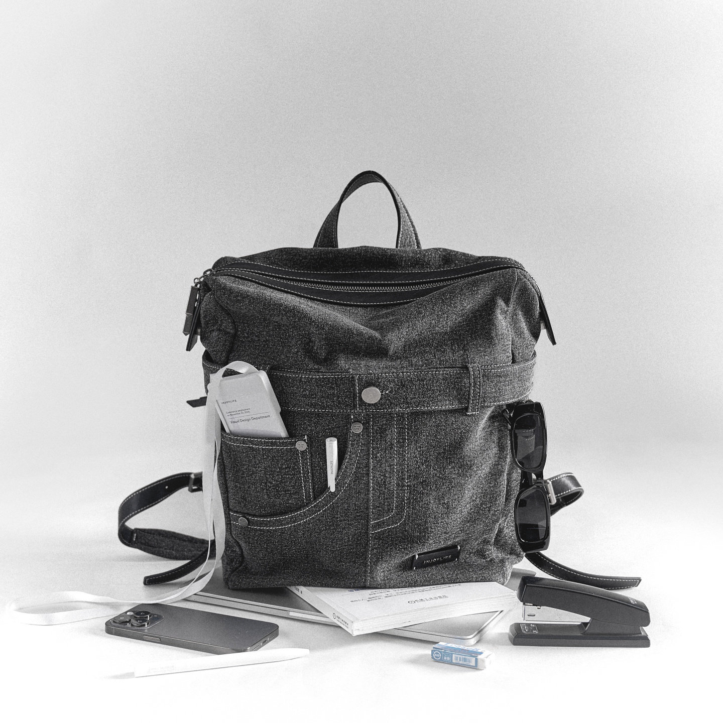 INJOYLIFE游牧裤袋背包中号 日常通勤休闲大容量电脑包中性双肩包