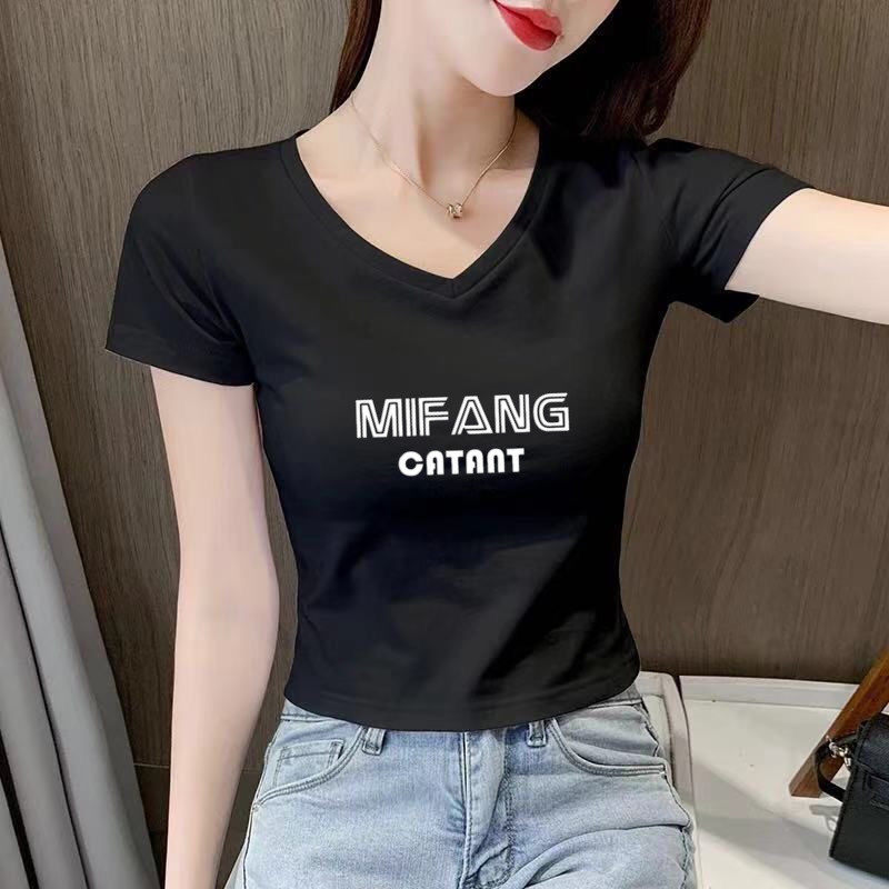 短袖t恤女夏季2022新款衣服韩版设计感小众修身辣妹短款上衣ins潮