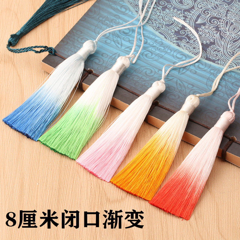 8CM 술 술 그라디언트 색상 장식 수제 DIY 쥬얼리 수직 책갈피 작은 교수형 술 팬 펜던트