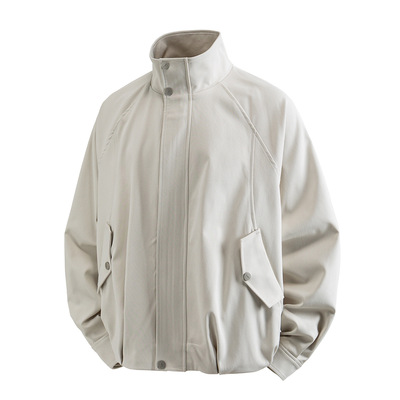 美式复古cleanfit短款廓形工装夹克男女宽松立领哈灵顿休闲外套