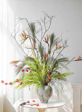 新品大型天堂鸟花束法式浪漫干花民宿酒店家居绿色春夏轻奢插花