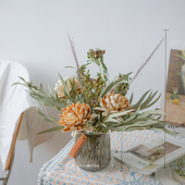 尤加利叶白牡丹套装 饰家居套装 插花装 北欧轻奢天然干花花艺套装