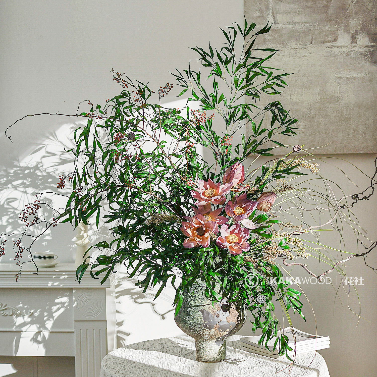 天然荷花套装创意干花客厅