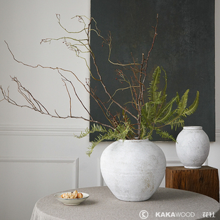 现代简约日式白色陶瓷桌面艺术造景装饰品客厅摆件复古插花花瓶