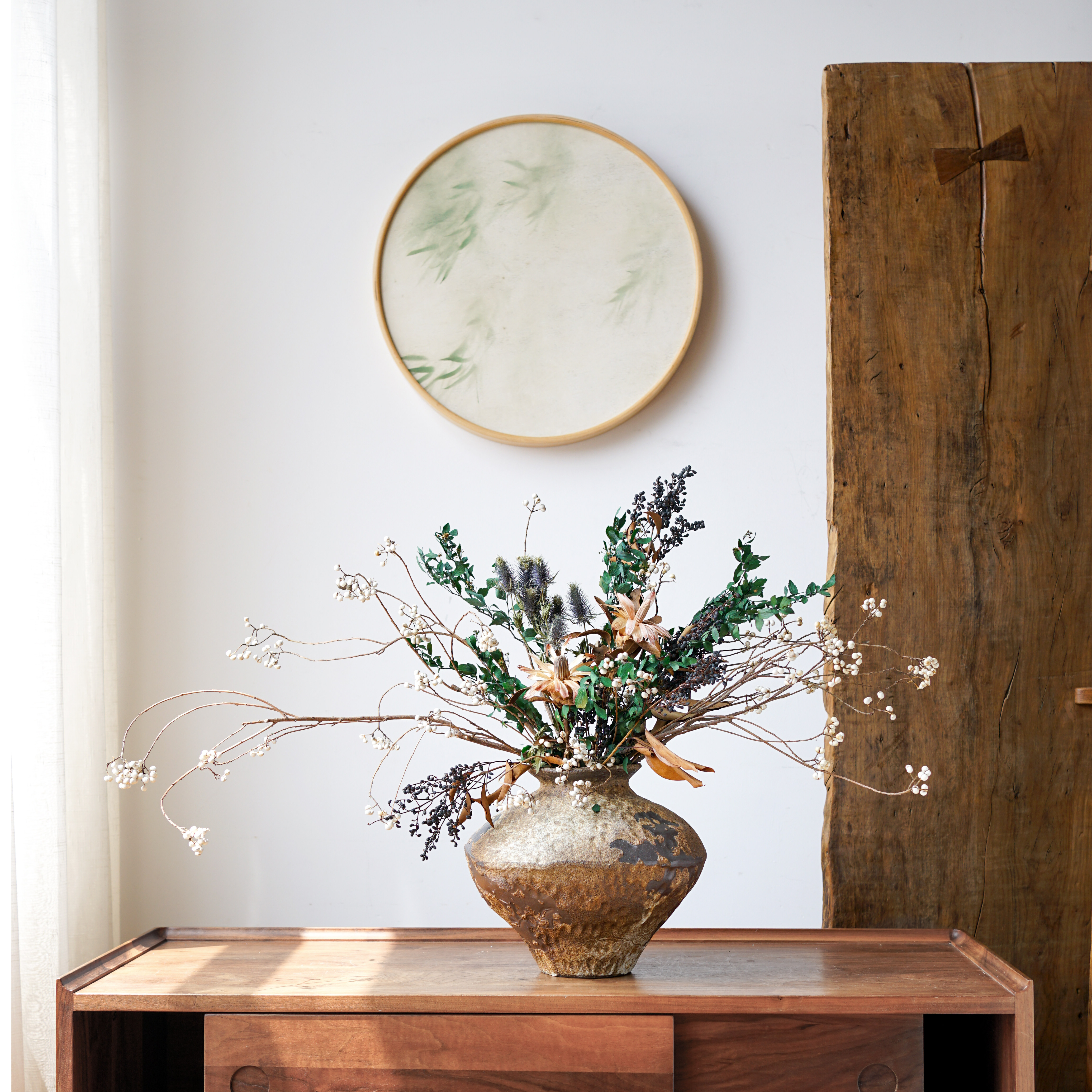 中式插花套装小手球公主花干花家居酒店民宿客厅橱窗软装配饰