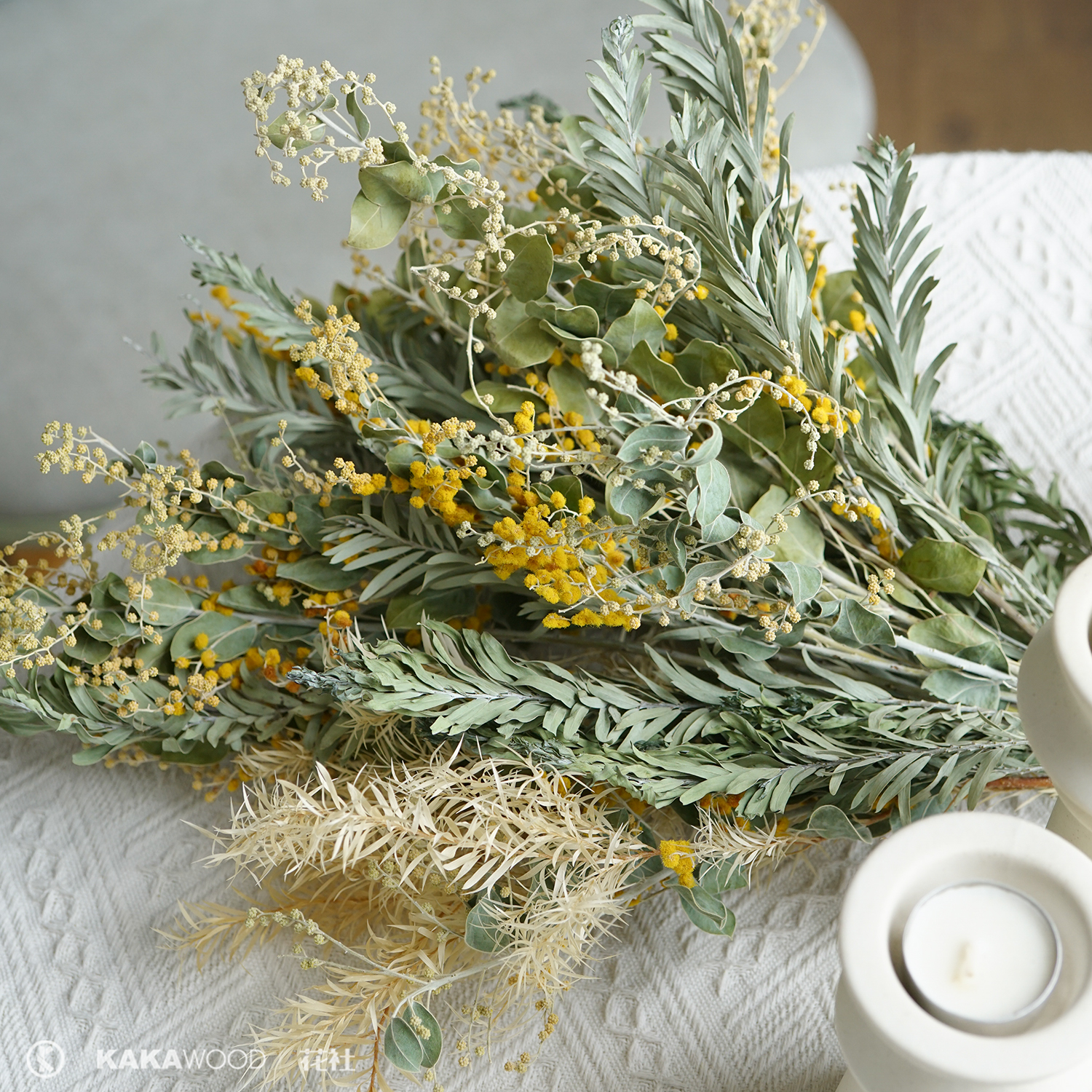 银叶合欢北欧橱窗设计天然干花