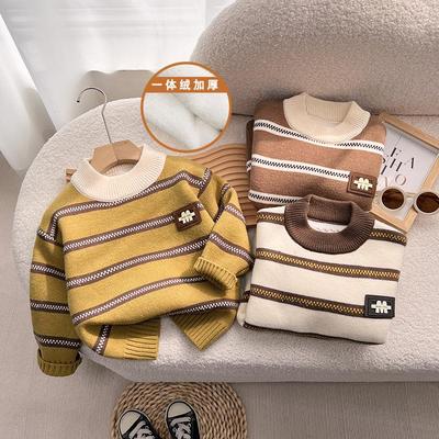 男童毛衣一体绒加绒羊绒衫