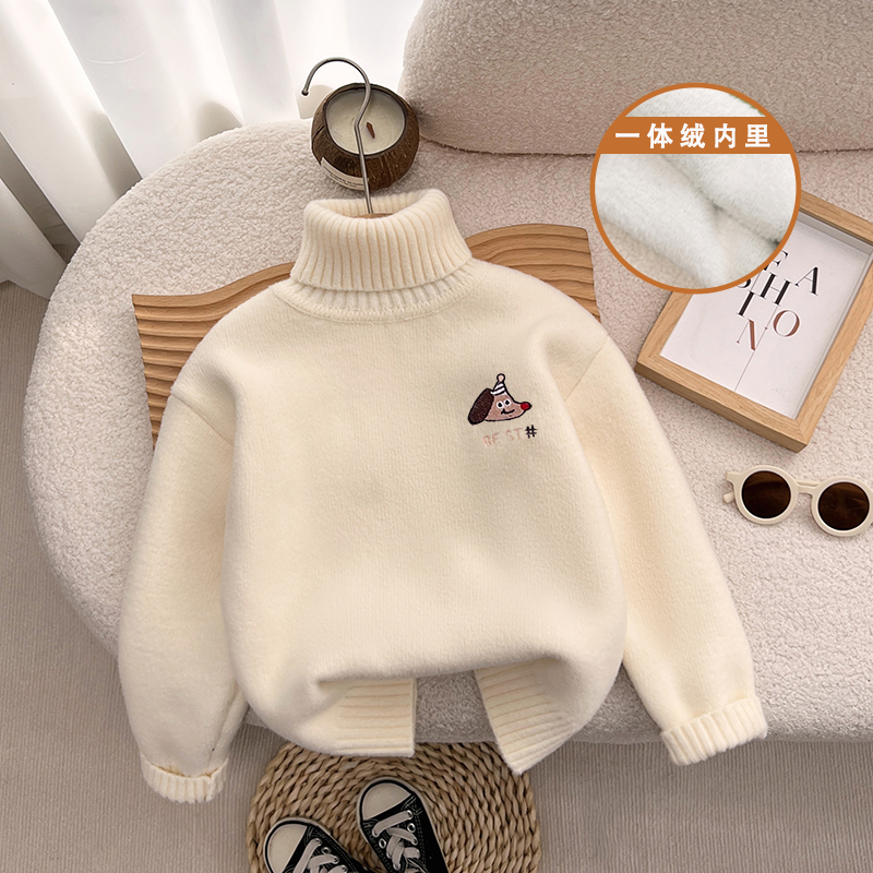 儿童毛衣男童加绒加厚高领打底衫