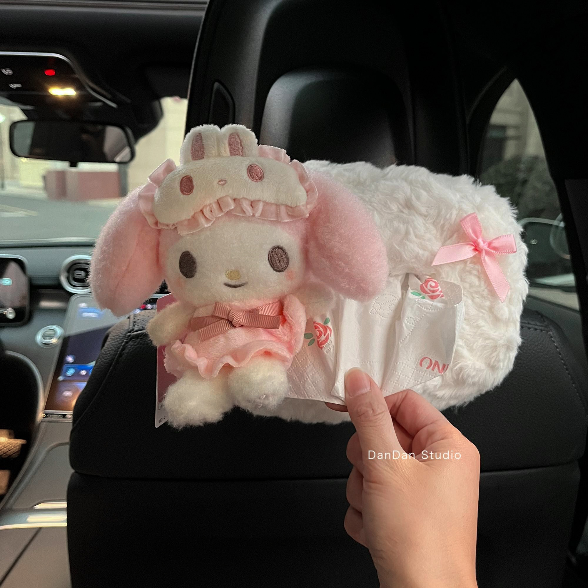 三丽鸥睡衣眼罩系列车载纸巾盒可爱库洛米大耳狗丑鱼毛绒公仔装饰