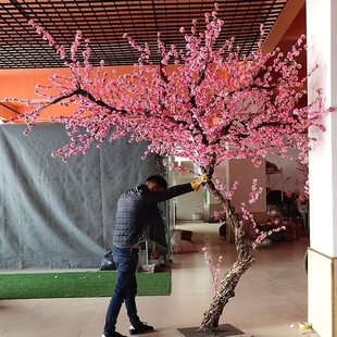 饰花艺假树室内新年春节樱花树梅花树许愿树 大型仿真桃花树落地装