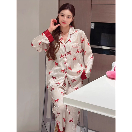 冰丝马年本命年女睡衣两件套