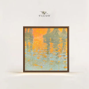 大芬 |《日出》纯手绘油画莫奈日出玄关装饰客厅印象肌理复古挂画