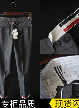 TB休闲西装裤韩版灰色女九分裤学院风彩条显瘦黑色西裤小直筒裤秋