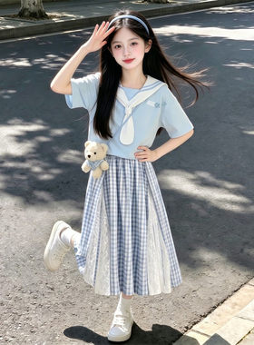 女童夏季海军领半身裙学院风套装
