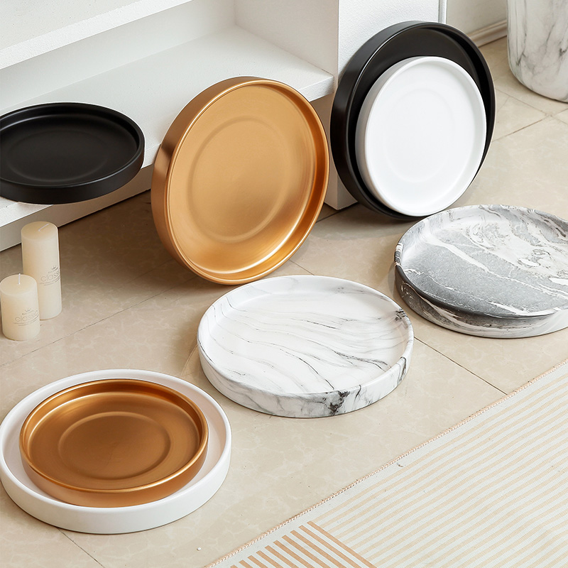 花盆托盘陶瓷大号接水盘底盘多肉绿植物托盘室内阳台白色圆形底托