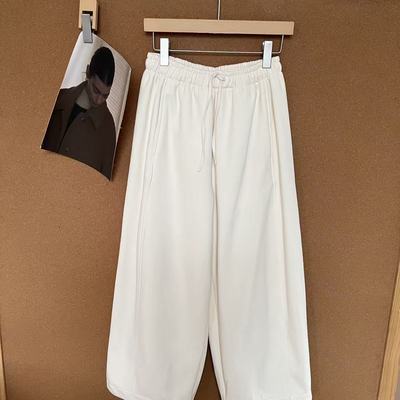 699#冬季加绒日系洗水棉翻边设计感直筒休闲长裤高腰百搭阔腿裤女