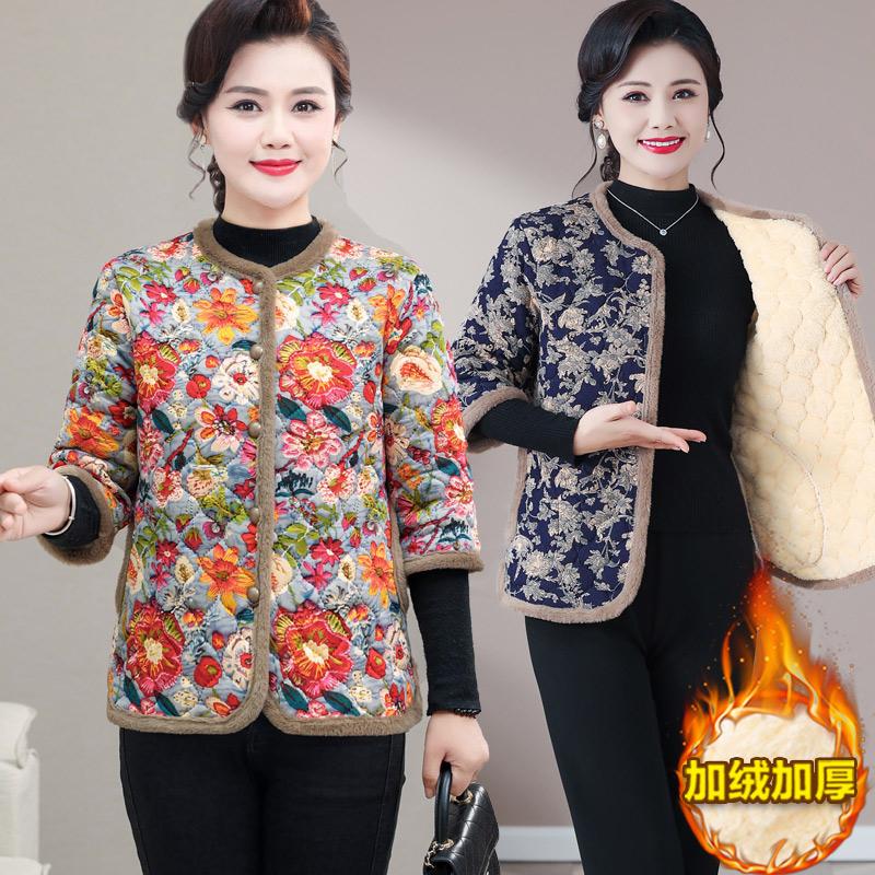 中老年女士七分袖小棉袄保暖