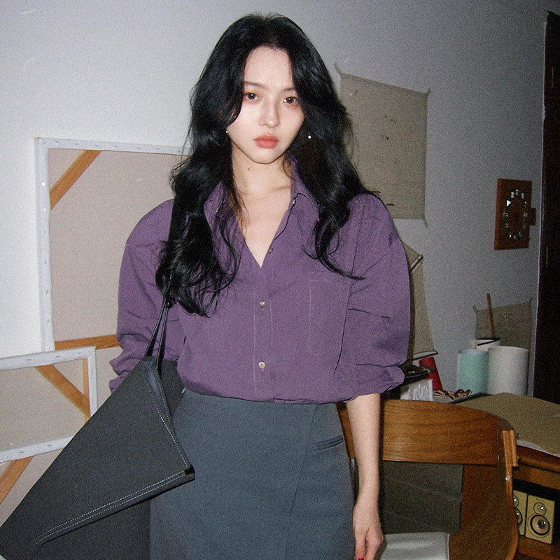 港风复古宽松衬衣显瘦衬衫上衣秋